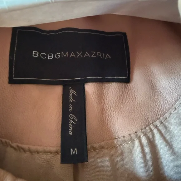 BCBG dusky pink 100% leather peplum jacket Size:Medium Professionally DryCleaned - Picture 4 of 15